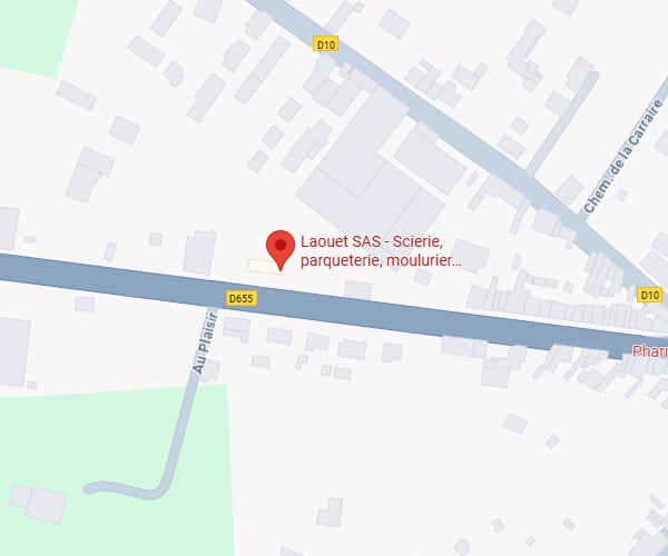 Laouet SAS : Scierie, Parqueterie - Accès et Carte Plan de Laouet SAS (scierie, parqueterie) sur la D655, près des routes D10, Au Plaisir et de la Carraire.